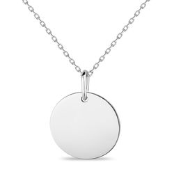 Sterling Silver Flat Engravable Disc w/Rhodium-plating - L-4100